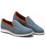 15165809859 Loafer Couro Azul Camurca